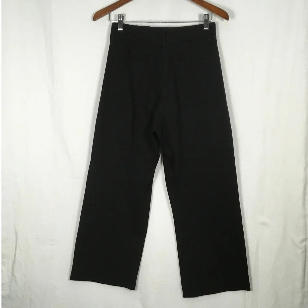 Quince Women's Pants Black Wide‎ Leg High Waist Size 2 Business Casual